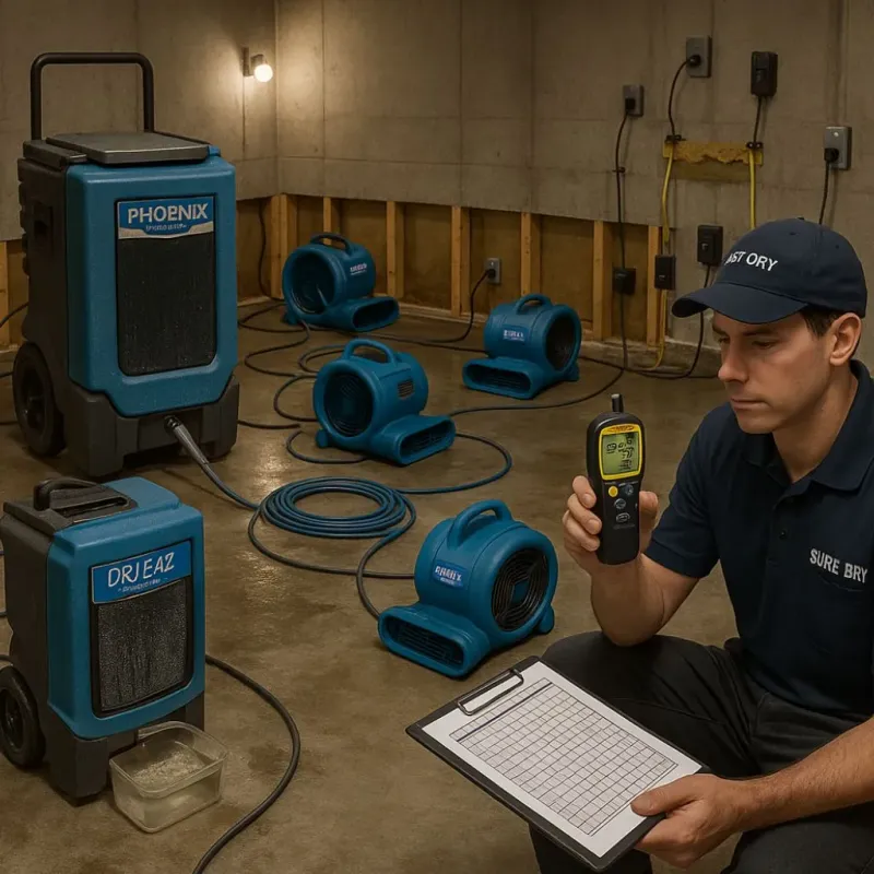 Structural Drying and Dehumidification process in Mora, MN